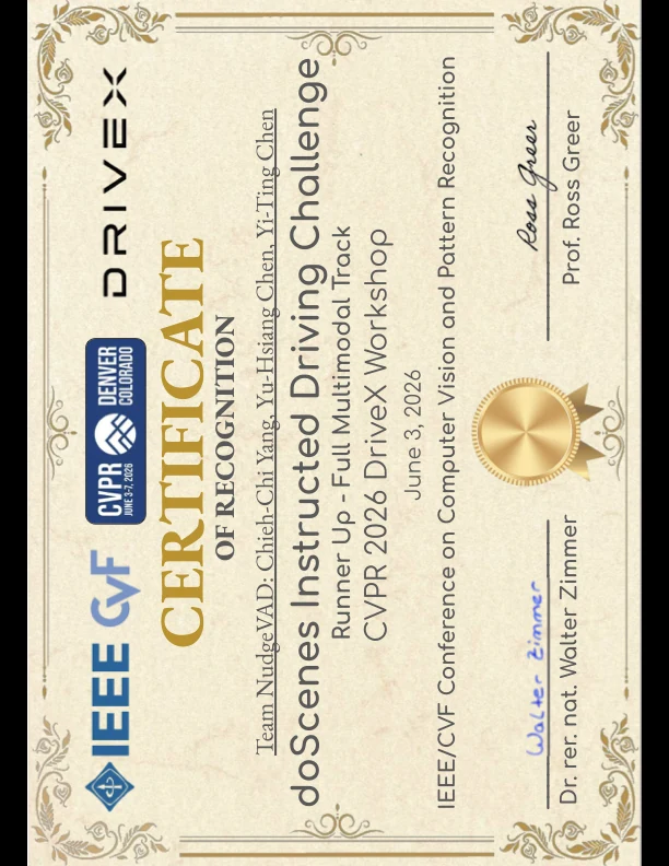 NudgeVAD doScenes recognition certificate